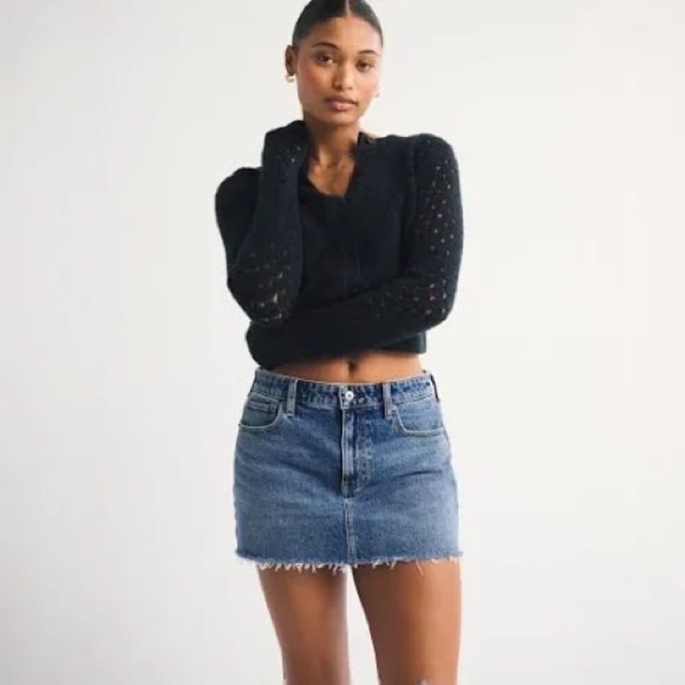 Abercrombie & Fitch Frayed Hem Blue Mini Skirt